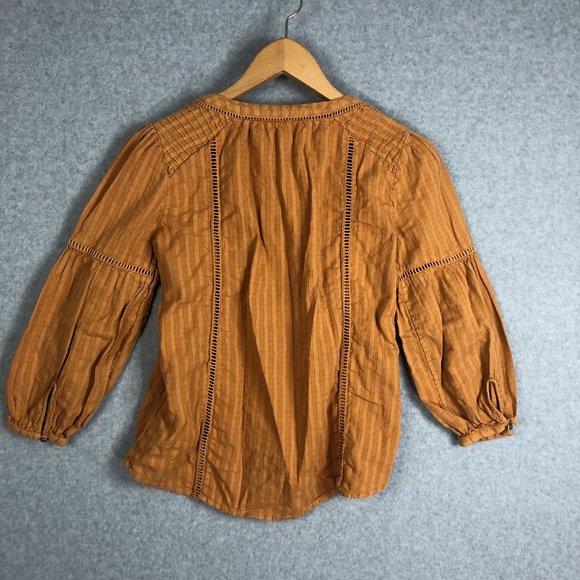 Anthropologie Akemi & Kin Orange Cotton Blouse Size Small - Picture 7 of 7